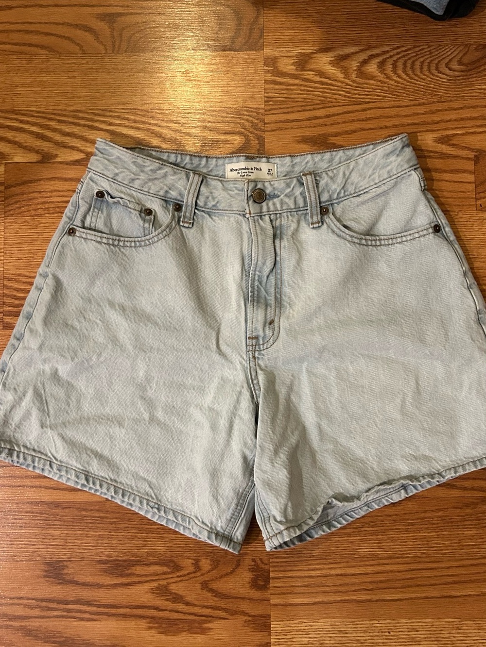 Abercrombie & Fitch Light Blue High-Rise Denim Shorts